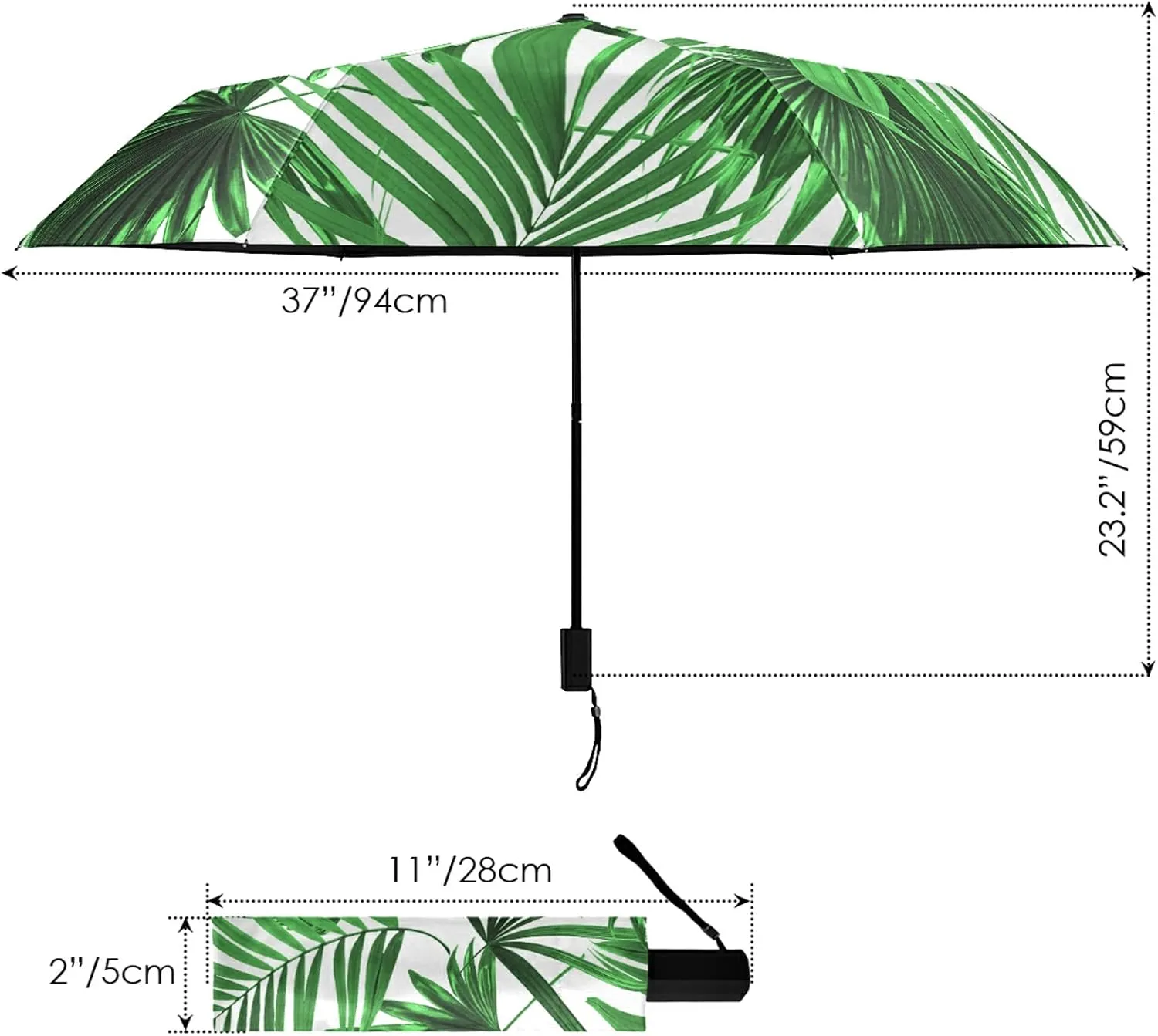 Lightweight Folding Umbrella, Portable Sun Travel Parasol, Compact Anti-UV Strong Rain Umbrella