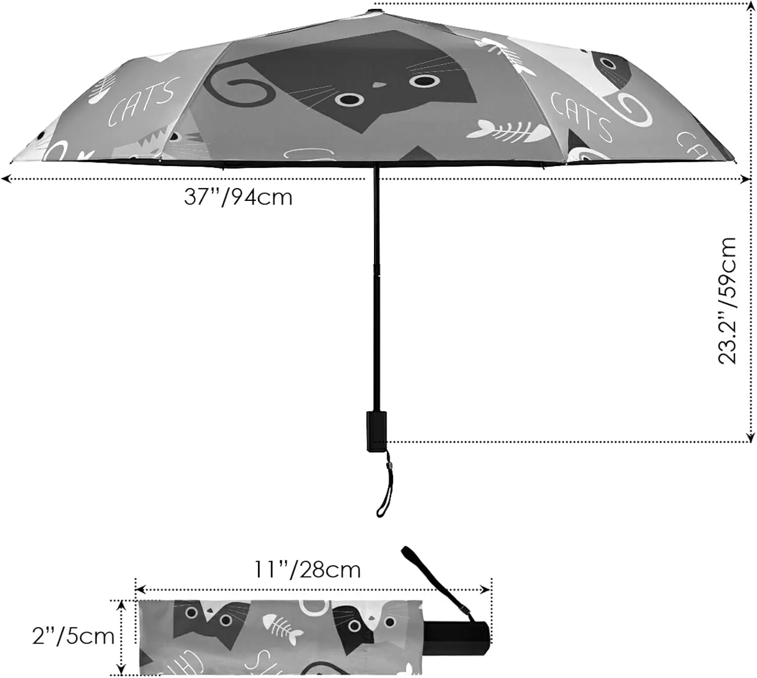 Lightweight Folding Umbrella, Portable Sun Travel Parasol, Compact Anti-UV Strong Rain Umbrella