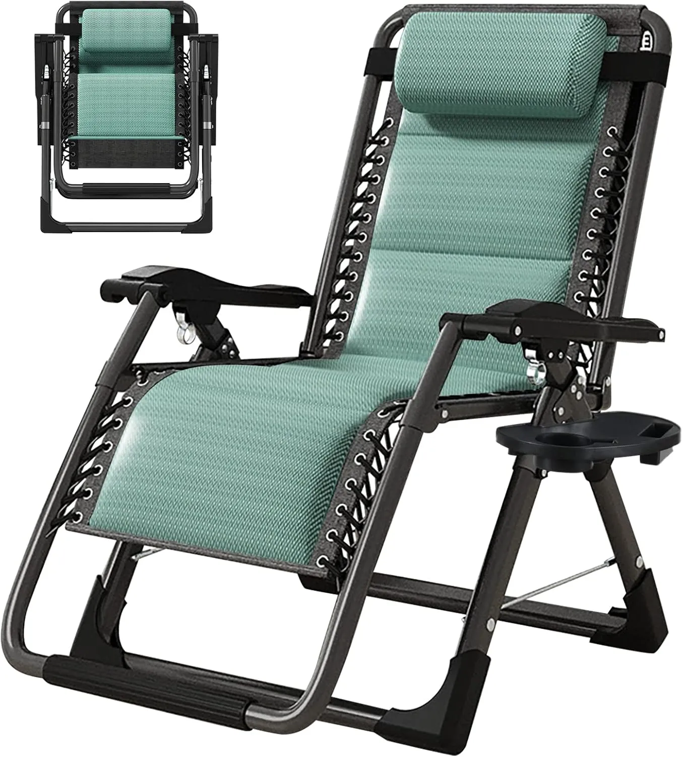LILYPELLE Zero Gravity Chair, Premium Lawn Recliner Folding Portable Chaise Lounge with Detachable Headrest and Cup Holder, Reclining Patio Lounger Chair