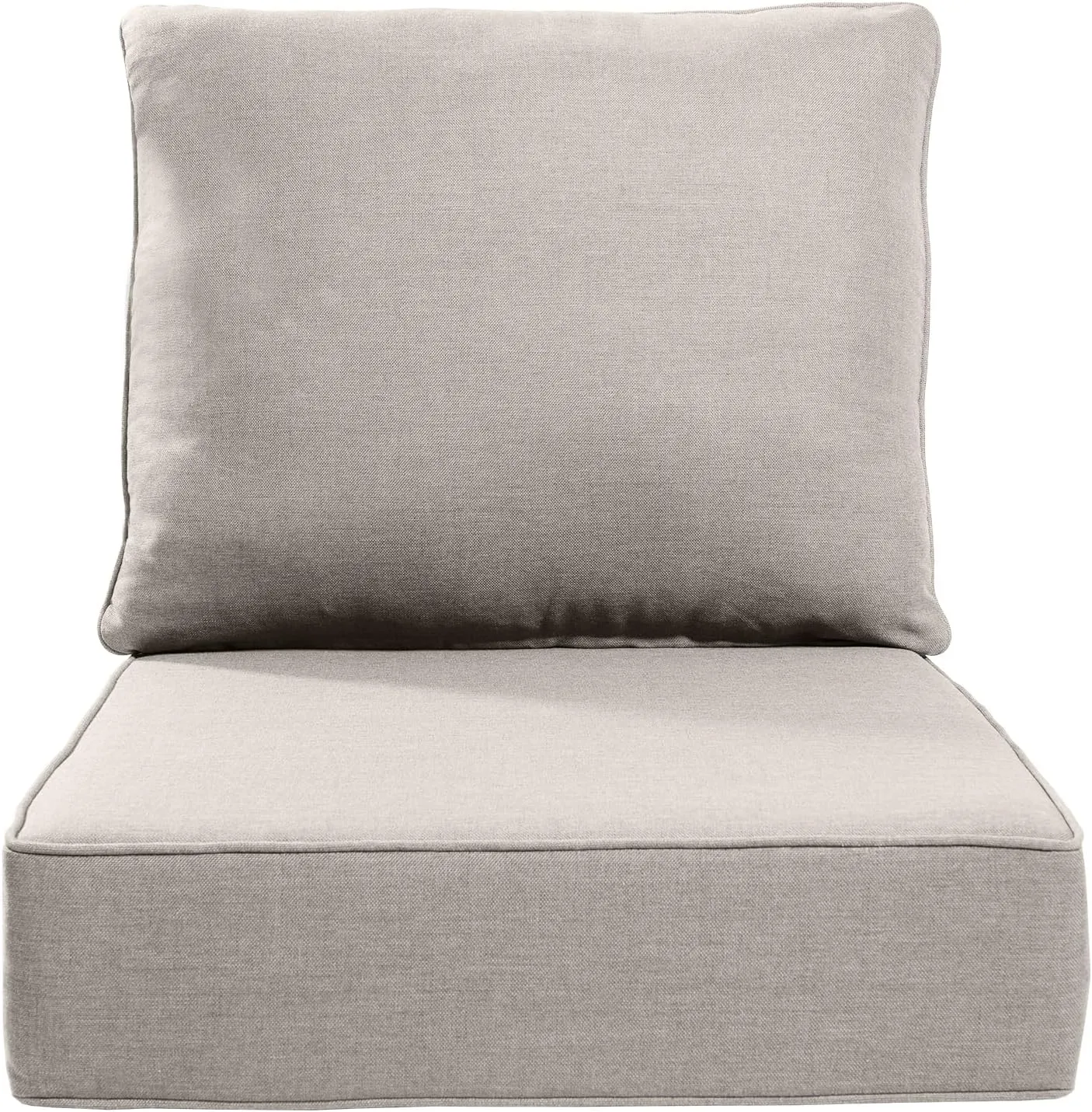Luxury 6 Inch Outdoor Cushions 24x24 - Water&UV&Fade Resistant 1 Set Zippered Patio Chair Back&Seat Cushion for Wicker Dining Rocking Swivel Chairs Loveseat Couch Sectional Sofa - Beige