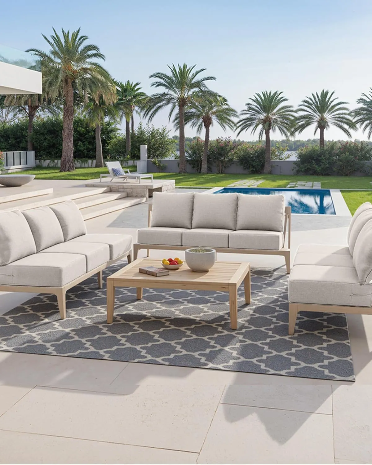 Luxury 6 Inch Outdoor Cushions 24x24 - Water&UV&Fade Resistant 1 Set Zippered Patio Chair Back&Seat Cushion for Wicker Dining Rocking Swivel Chairs Loveseat Couch Sectional Sofa - Beige