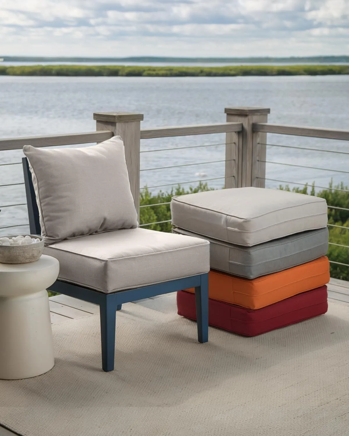 Luxury 6 Inch Outdoor Cushions 24x24 - Water&UV&Fade Resistant 1 Set Zippered Patio Chair Back&Seat Cushion for Wicker Dining Rocking Swivel Chairs Loveseat Couch Sectional Sofa - Beige