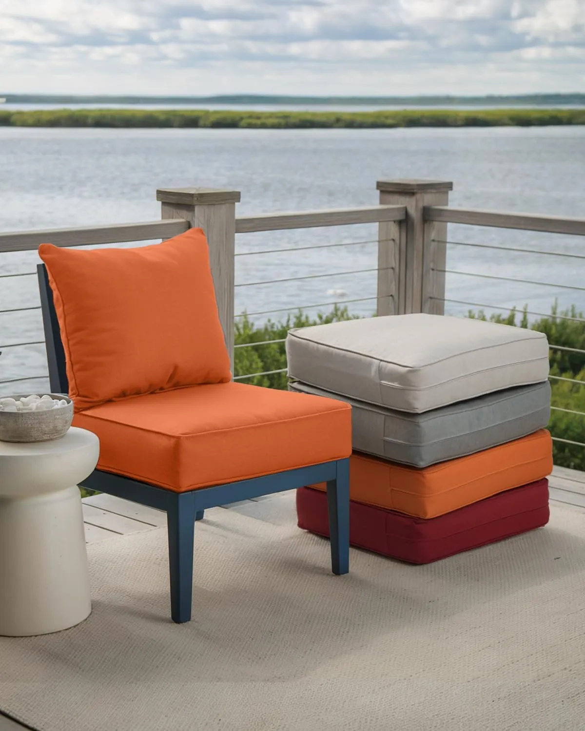Luxury 6 Inch Outdoor Cushions 24x24 - Water&UV&Fade Resistant 1 Set Zippered Patio Chair Back&Seat Cushion for Wicker Dining Rocking Swivel Chairs Loveseat Couch Sectional Sofa - Orange