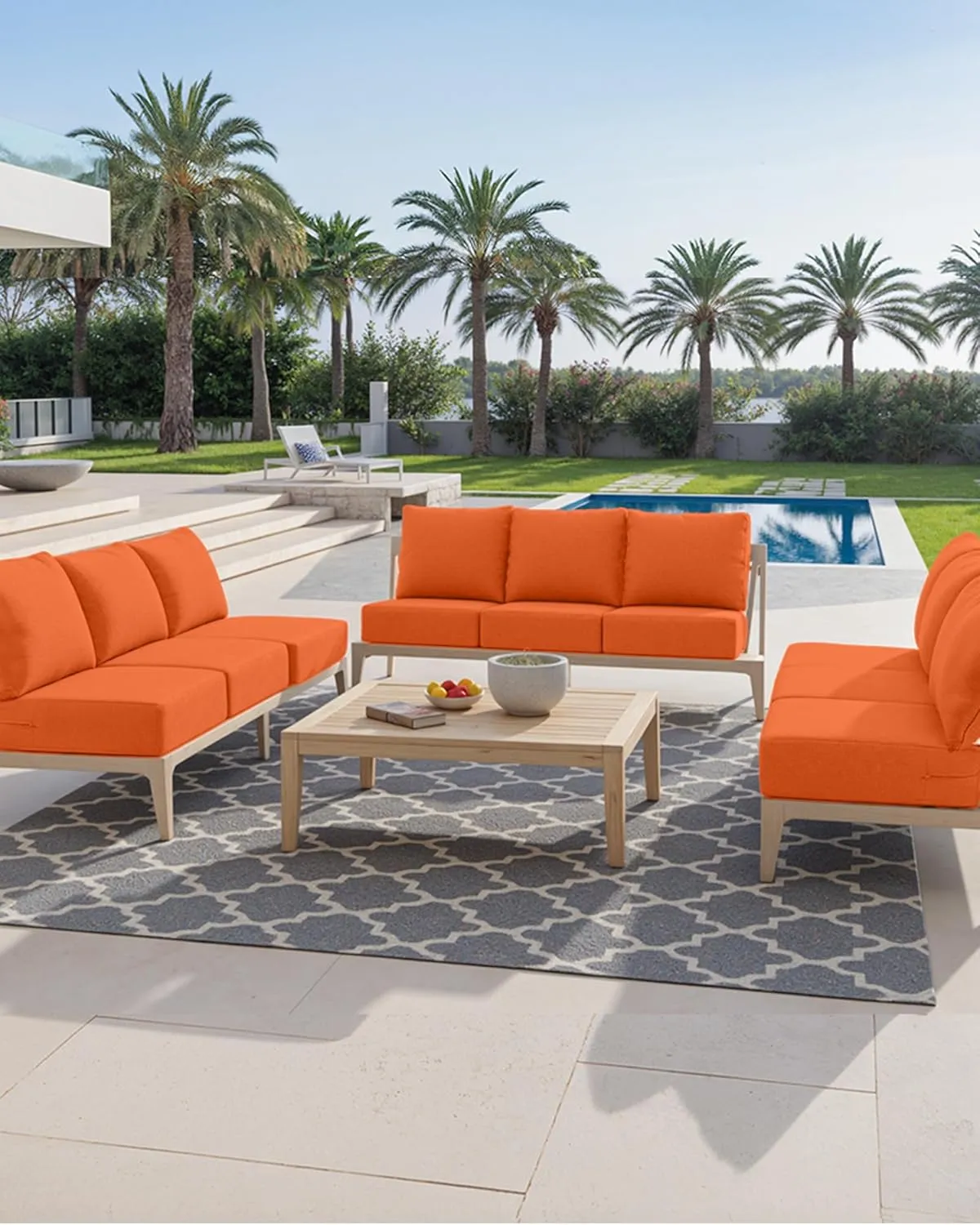 Luxury 6 Inch Outdoor Cushions 24x24 - Water&UV&Fade Resistant 1 Set Zippered Patio Chair Back&Seat Cushion for Wicker Dining Rocking Swivel Chairs Loveseat Couch Sectional Sofa - Orange
