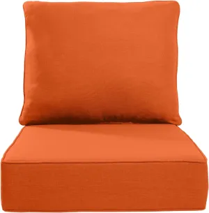 Luxury 6 Inch Outdoor Cushions 24x24 - Water&UV&Fade Resistant 1 Set Zippered Patio Chair Back&Seat Cushion for Wicker Dining Rocking Swivel Chairs Loveseat Couch Sectional Sofa - Orange