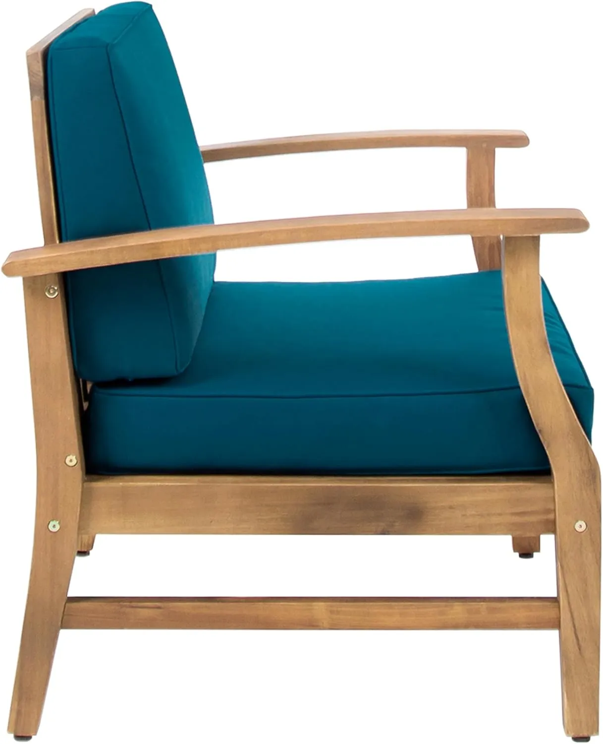 Merax Outdoor Accent Club Chair, Acacia Wood Patio Chairs with Thick Cushions & Back, Cushioned Lounge Chair for Coastal Backyard Balcony Poolside, Water Resistant & Easy Assembly Furniture, Dark Teal
