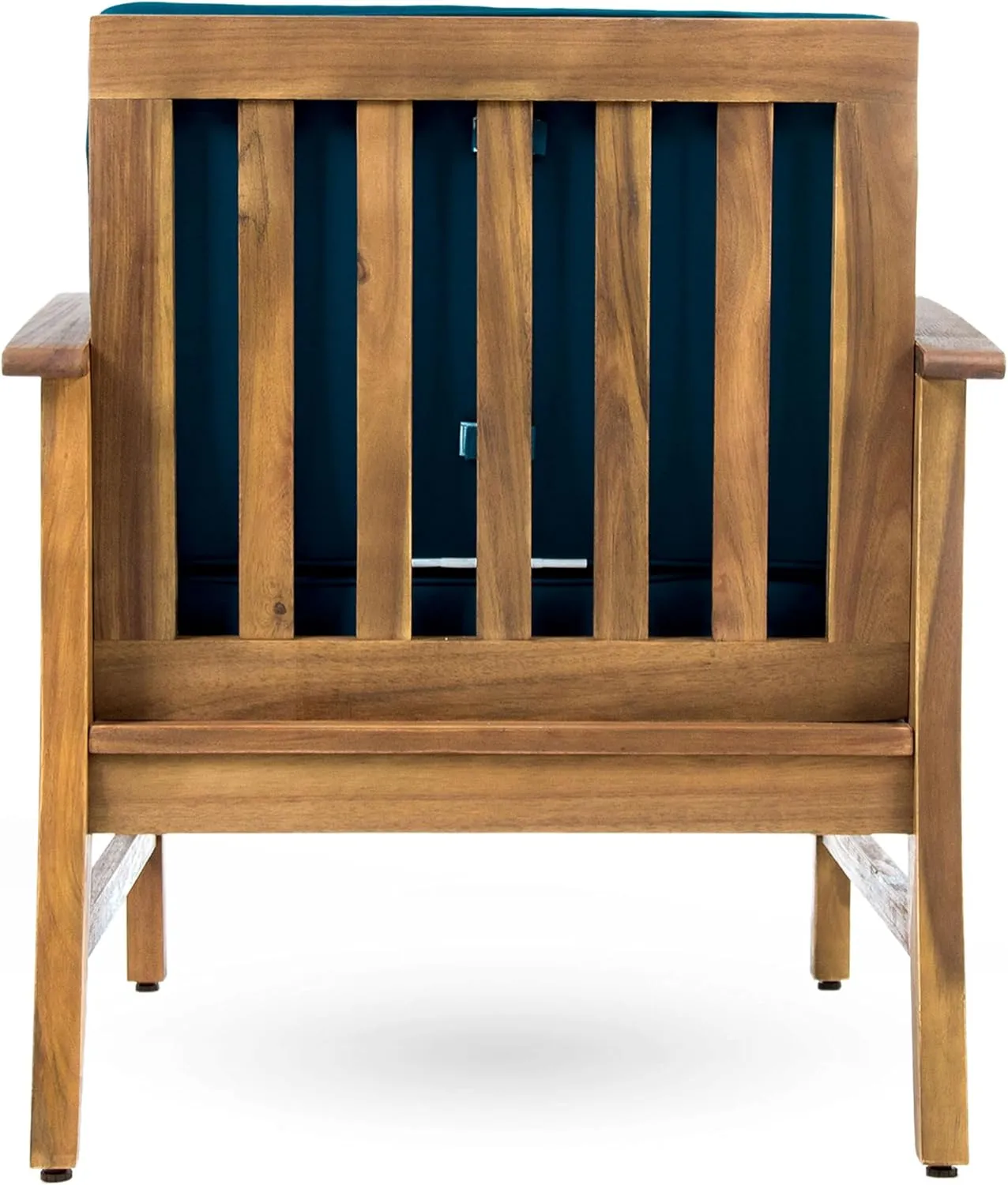 Merax Outdoor Accent Club Chair, Acacia Wood Patio Chairs with Thick Cushions & Back, Cushioned Lounge Chair for Coastal Backyard Balcony Poolside, Water Resistant & Easy Assembly Furniture, Dark Teal