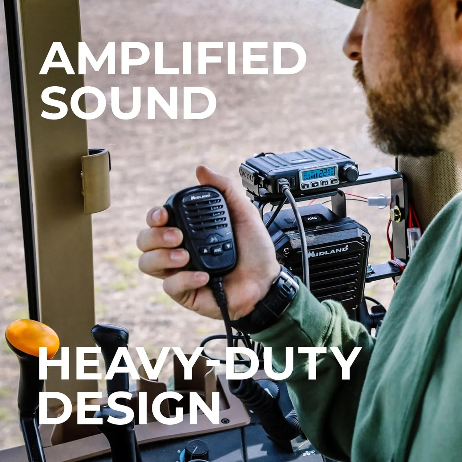 Midland- SPK200 Heavy-Duty 20W Amplified External Speaker - AI Noise Cancellation 180 Degrees Swivel Base for CB and MXT Radios 8-OHM Sound System 3.5mm Audio Plug - Waterproof Design