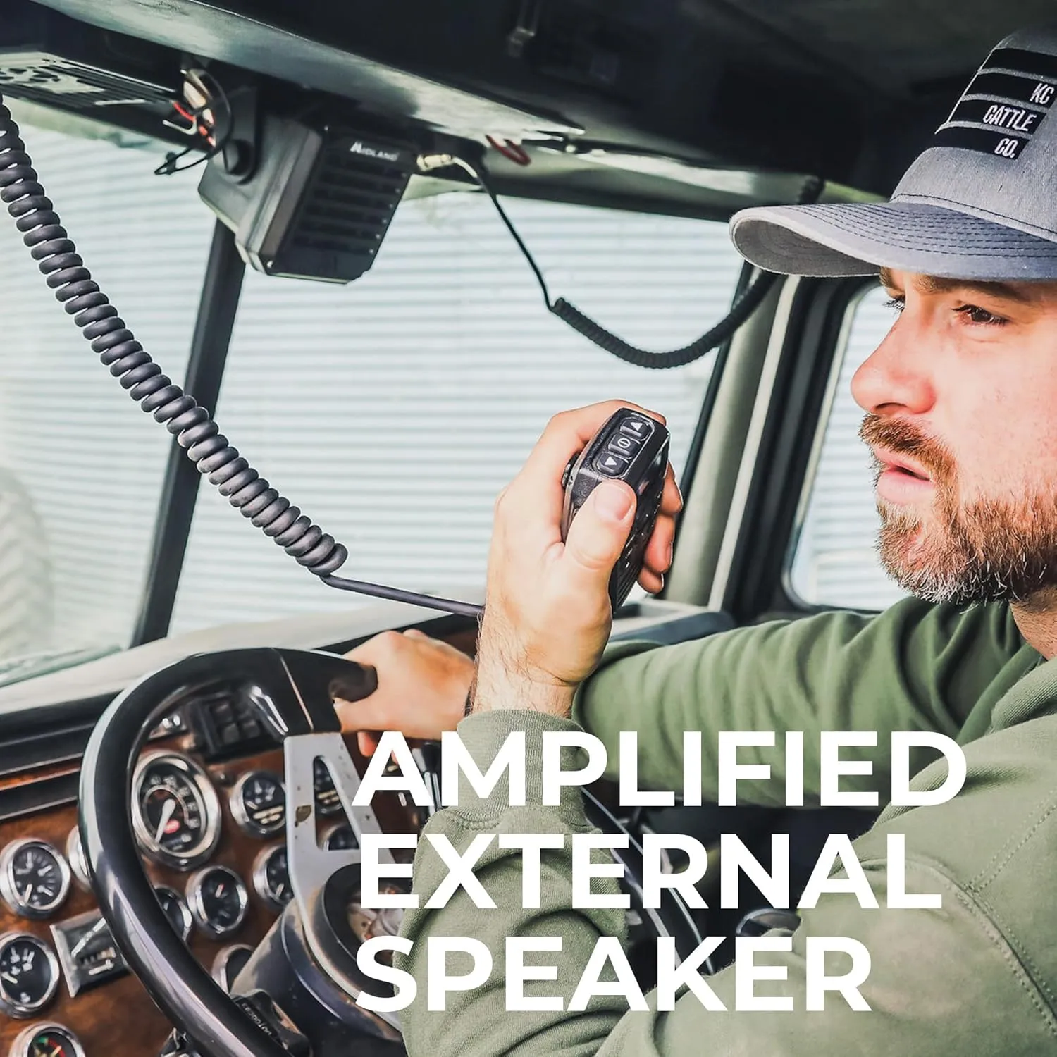 Midland- SPK200 Heavy-Duty 20W Amplified External Speaker - AI Noise Cancellation 180 Degrees Swivel Base for CB and MXT Radios 8-OHM Sound System 3.5mm Audio Plug - Waterproof Design