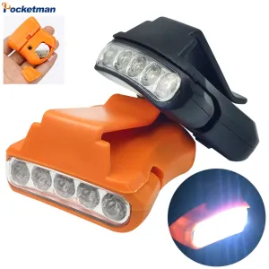 Mini 5LED Hat Clip Lamp – Waterproof 90° Adjustable Headlamp for Outdoor Camping and Fishing