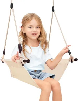 Minimalist Style Swing Chair with Heavy Duty Ropet, Doorway Swing for Kids and Adult Indoor Outdoor for Little tikes for Playground, Backyard Home (Beige)
