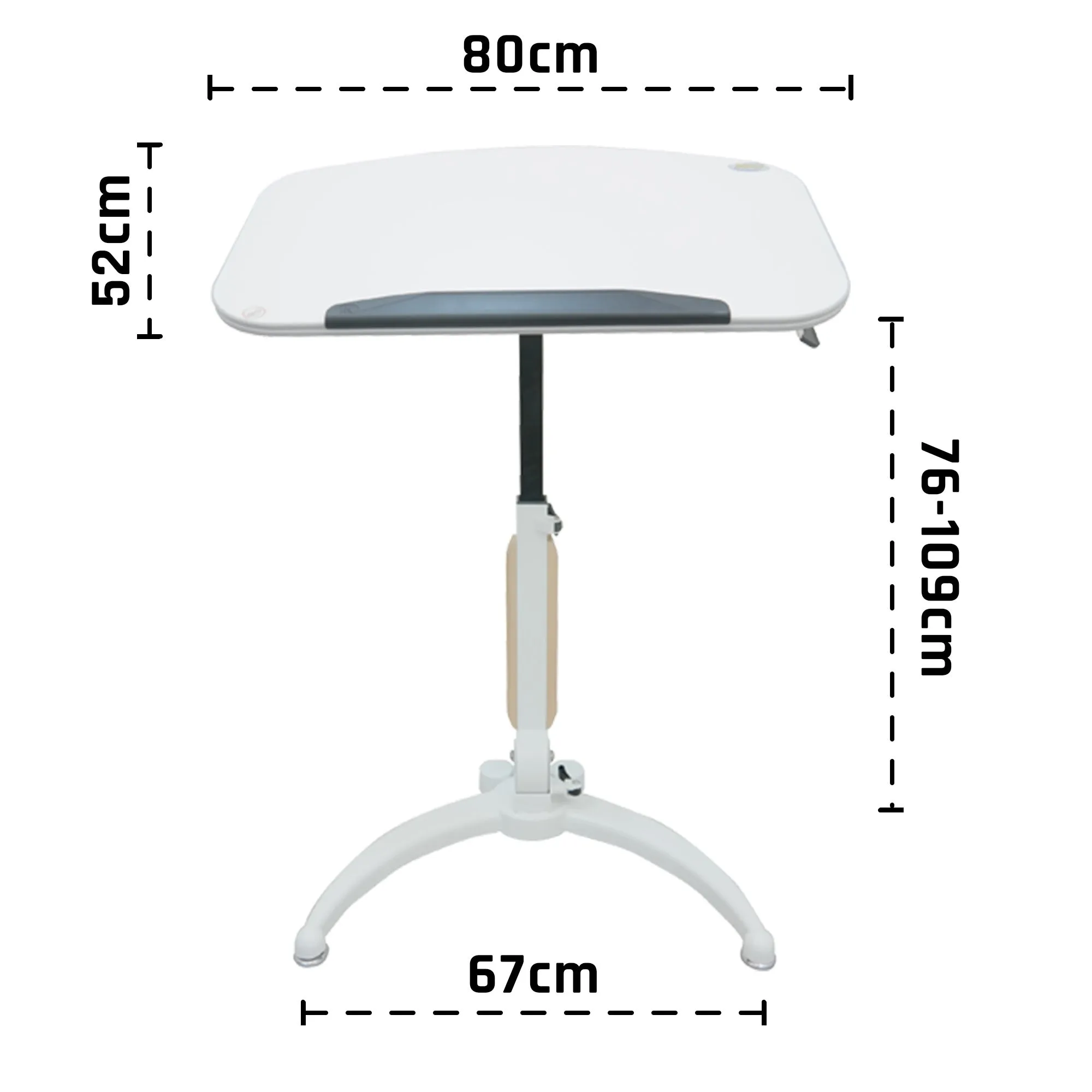 Mobile Gas Lift Height Adjustable Tilt & Foldable Maple Desk