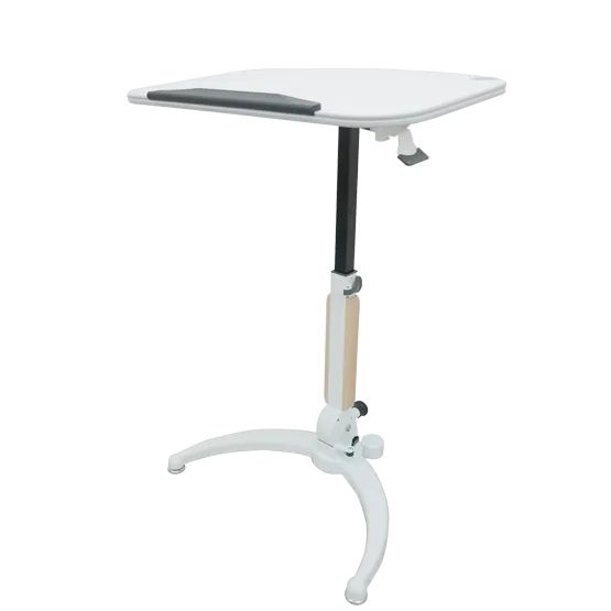 Mobile Gas Lift Height Adjustable Tilt & Foldable White Desk