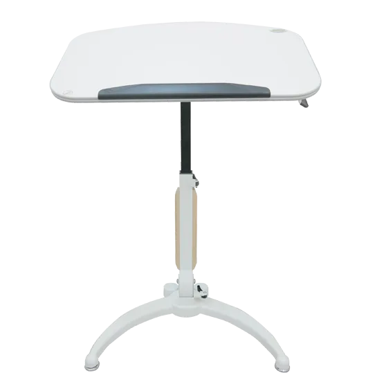 Mobile Gas Lift Height Adjustable Tilt & Foldable White Desk
