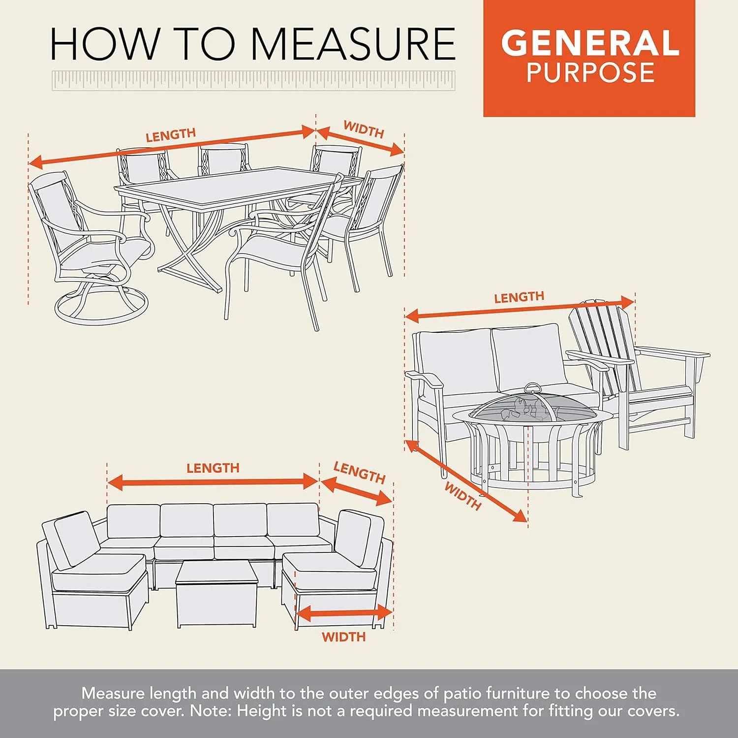 Modern Leisure 2912 Monterey Patio Table and Chairs, Furniture Set, Outdoor Cover, Rectangular/Oval (108 L x 82 D x 23 H inches) Water-Resistant, Khaki/Fossil