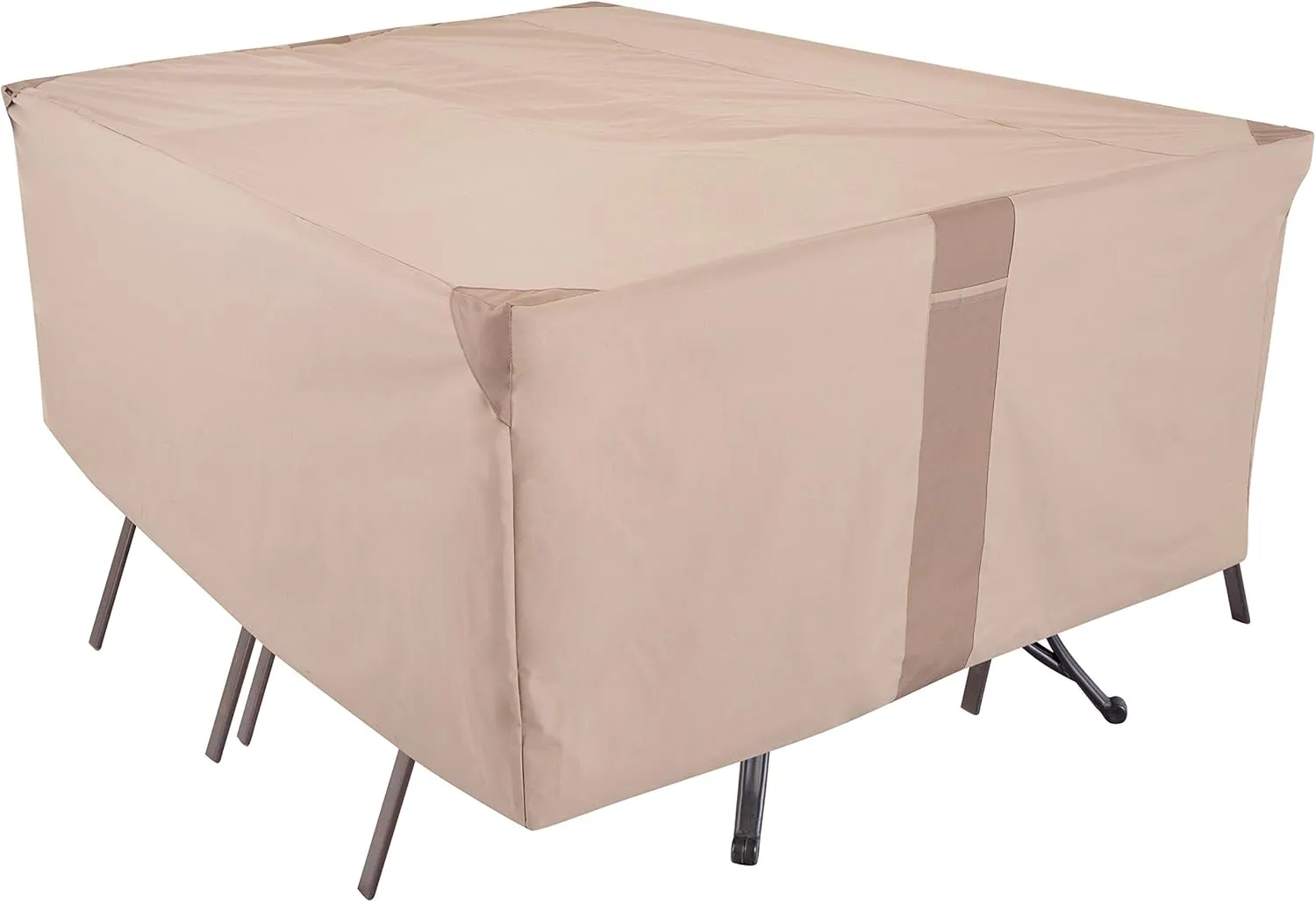 Modern Leisure 2912 Monterey Patio Table and Chairs, Furniture Set, Outdoor Cover, Rectangular/Oval (108 L x 82 D x 23 H inches) Water-Resistant, Khaki/Fossil