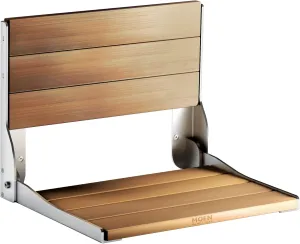 Moen Bath Safety Furniture Wood Home Care Teak Wood Aluminum Folding Shower Seat, Wall Mounted Shower Bench, DN7110