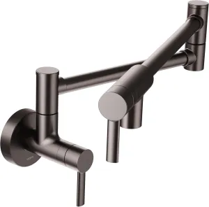 Moen S665BLS Modern Wall Mount Swing Arm Folding Pot Filler Kitchen Faucet, Black Stainless
