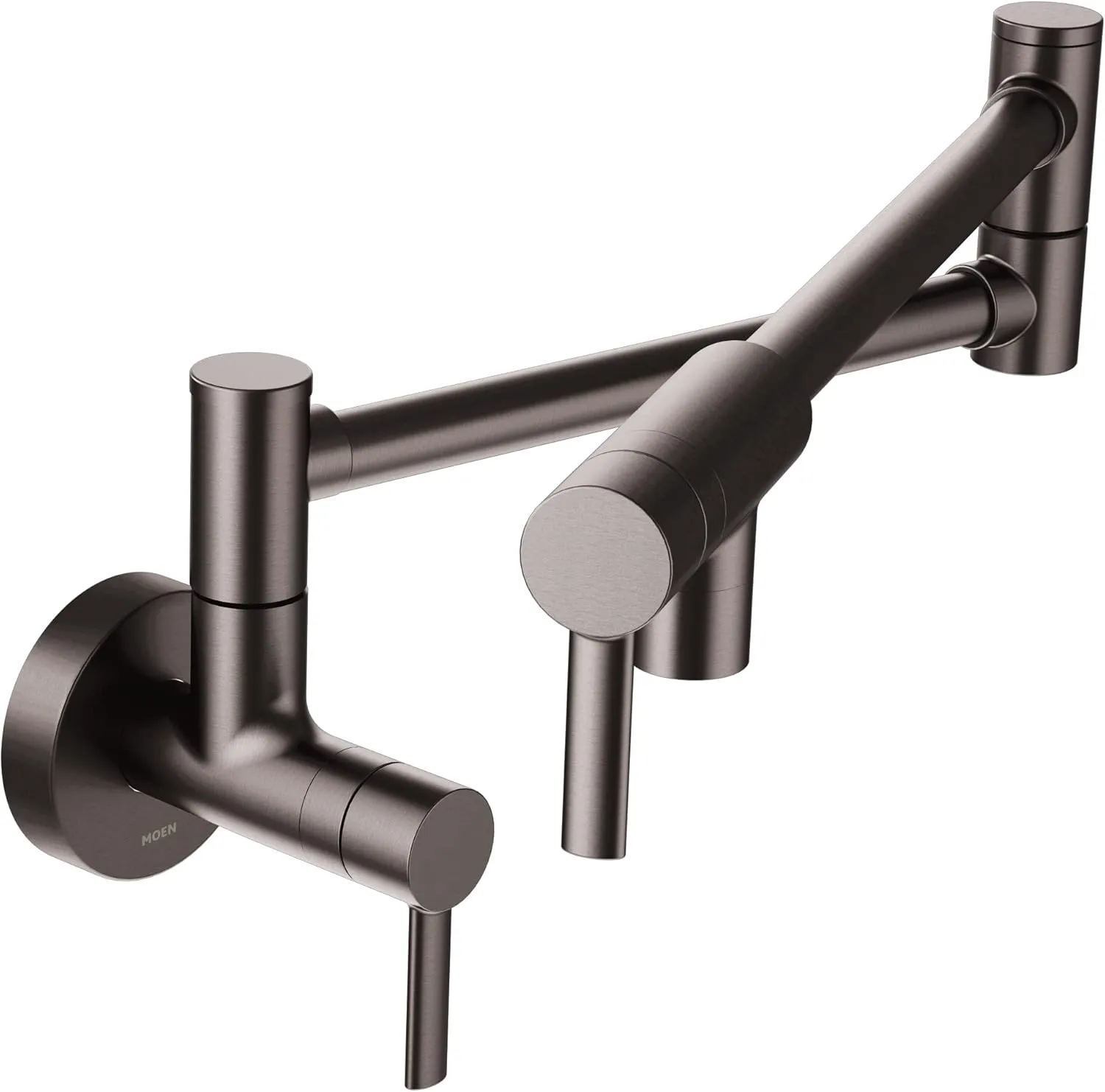 Moen S665BLS Modern Wall Mount Swing Arm Folding Pot Filler Kitchen Faucet, Black Stainless