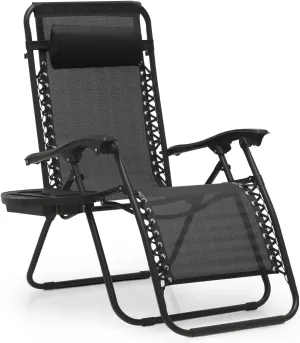 MoNiBloom Zero Gravity Chair Outdoor Folding Patio Lounge Chair for Outside Reclining Lawn Chair Recliner Beach Chair for Adults, Black