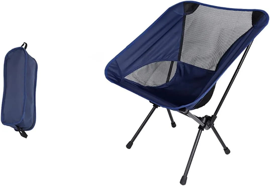 Moon stool Portable Camping Chair Durable and Comfortable Folding Camping Chair, Perfect for Outdoor Activities, Max Load 220 lbs, Made with Aircraft Grade Aluminum (Purplish blue,Small size)