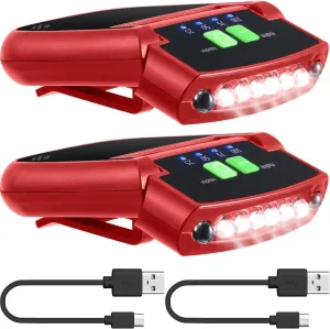 Mudder LED Clip on Cap Lights USB Rechargeable Cap Flashlight Clip Waterproof Ultra Bright Hat Flashlight Headlamp for Fishing Camping Hand Work