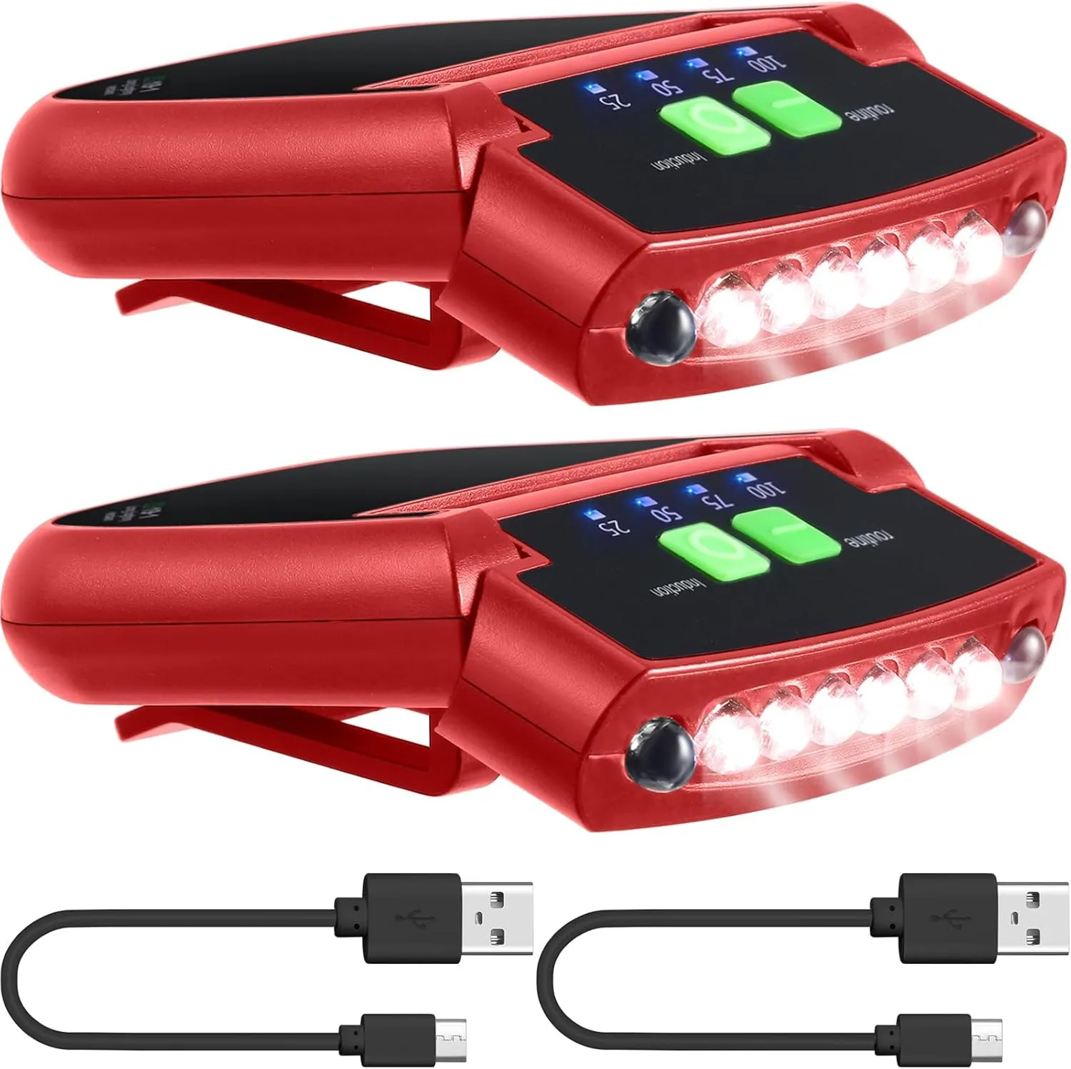 Mudder LED Clip on Cap Lights USB Rechargeable Cap Flashlight Clip Waterproof Ultra Bright Hat Flashlight Headlamp for Fishing Camping Hand Work