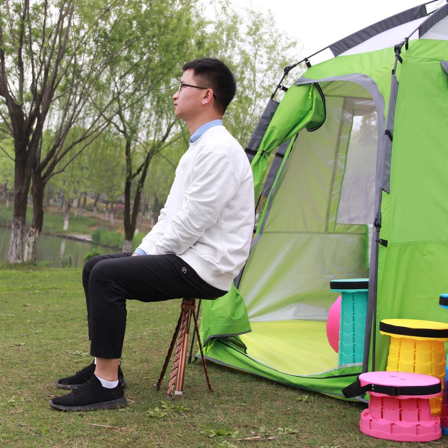 Multifunctional Outdoor Portable Trekking Pole Foldable Stool