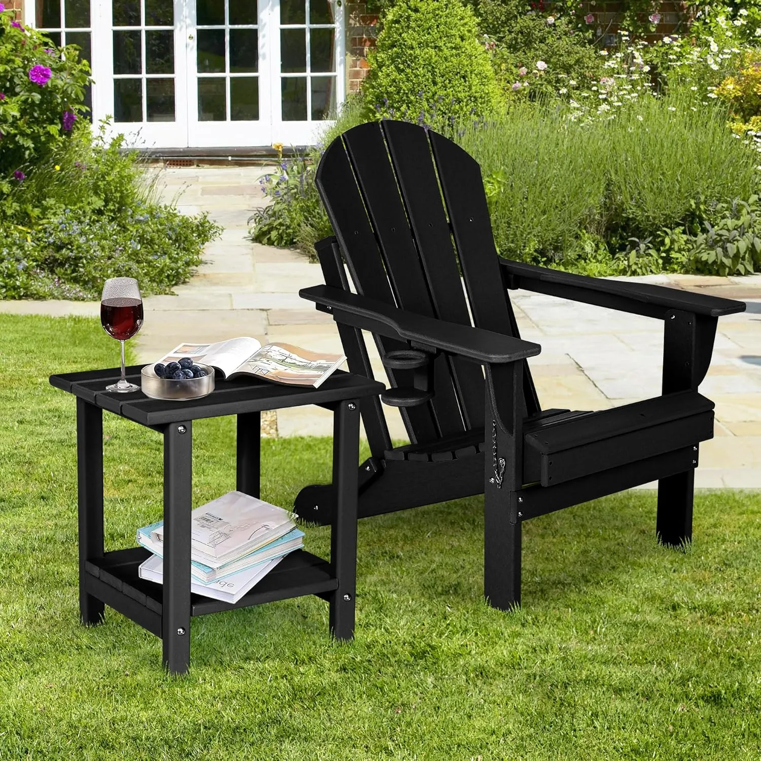 nalone HDPE Outdoor Side Table, 2 Tier Adirondack Patio Small Table for Outside Balcony Deck