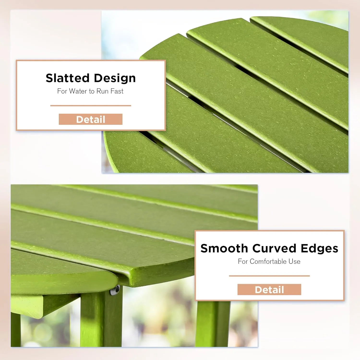 nalone HDPE Outdoor Side Table, 2 Tier Adirondack Patio Table for Outside, Double End Table Small Table for Balcony (Round Table, Lime)