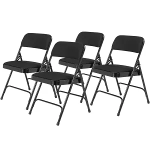 National Public Seating NPS 2200 Series Fabric Armless Premium Folding Chair, Midnight Black (2210/4)