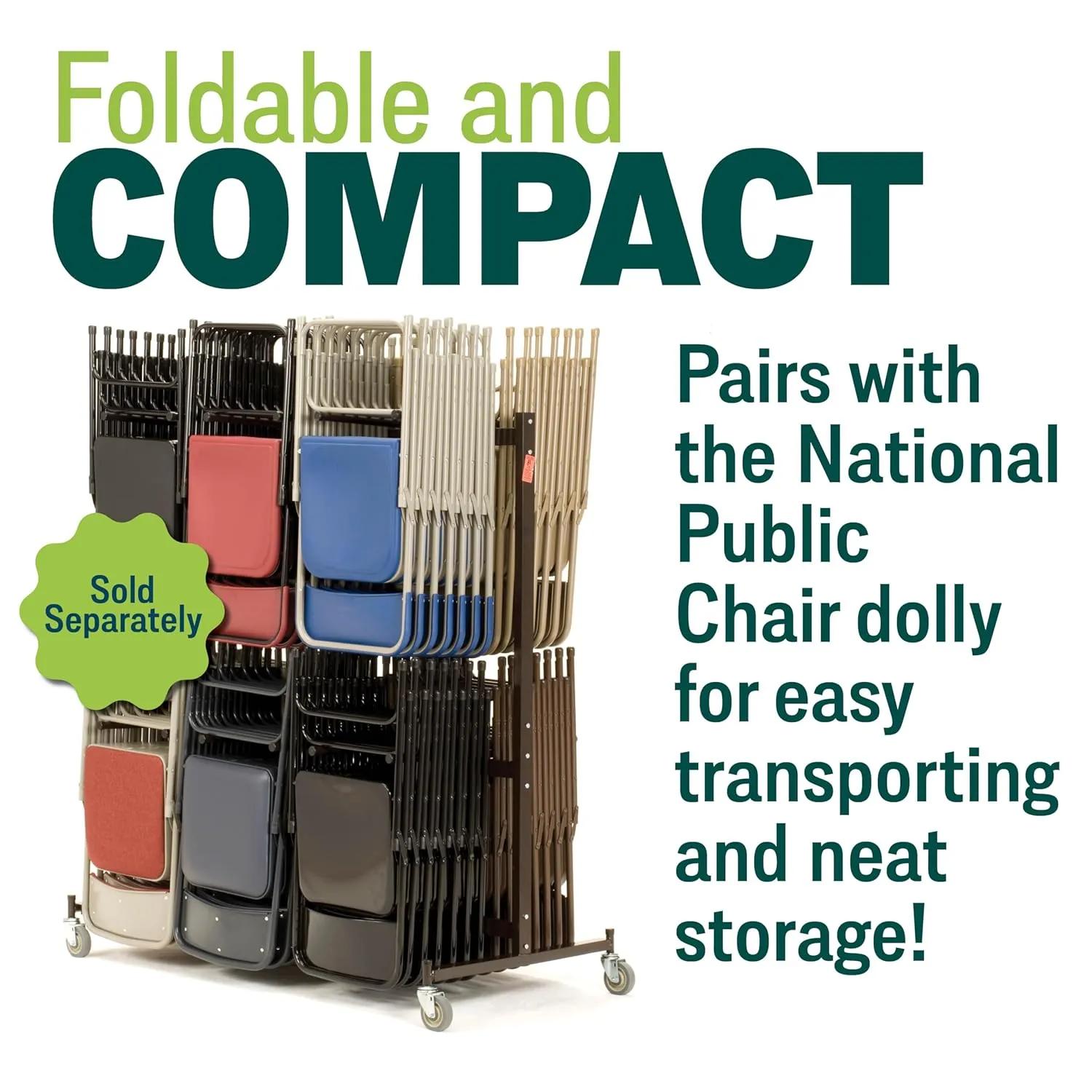 National Public Seating NPS 2200 Series Fabric Armless Premium Folding Chair, Midnight Black (2210/4)