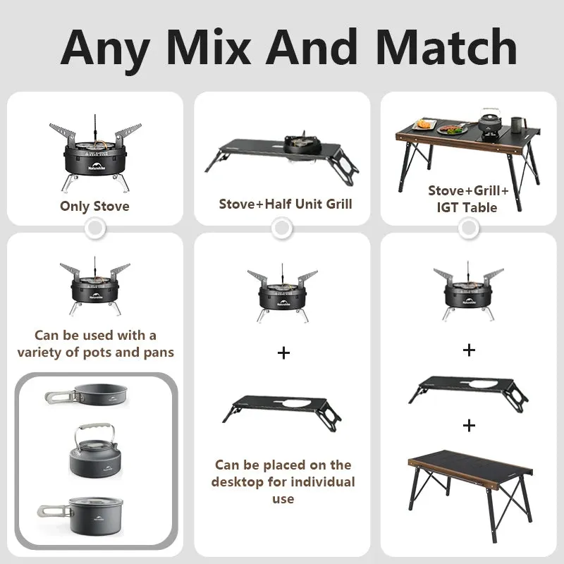 NATUREHIKE IGT Burner – Portable Three-Head Gas Stove for Camping & Outdoor Cooking