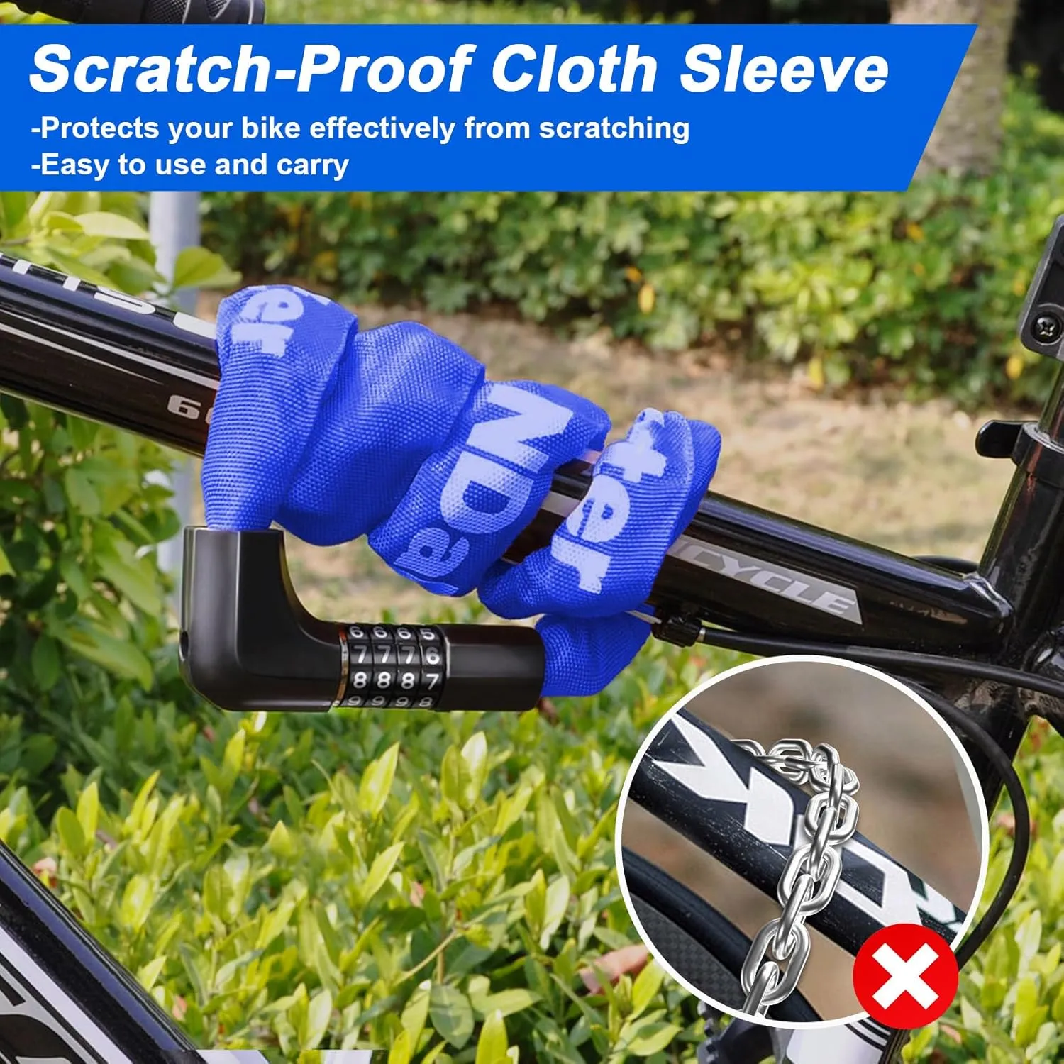 NDakter Upgrade Bike Lock, Bike Chain Lock with 2 Ways to Unlock, 4 Digit Combination Heavy Duty Anti-Theft 3.2/4.28 Ft Bicycle Lock with 2 Keys, High Security Scooter Locks for Ebike, Escooter, Door