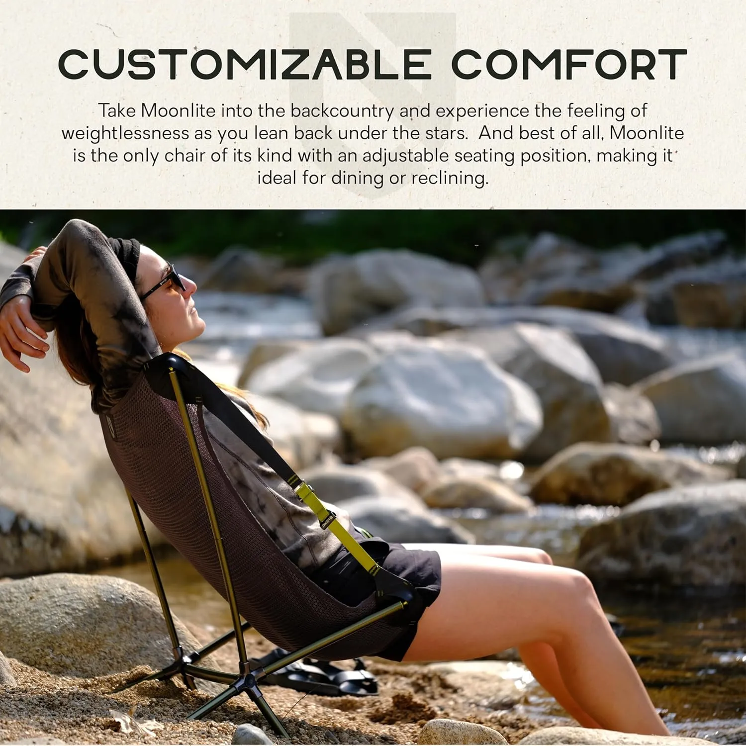 NEMO Moonlite Reclining Camp Chair | Portable Backpacking and Camping Chair with Adjustable and Foldable Options, Coriander