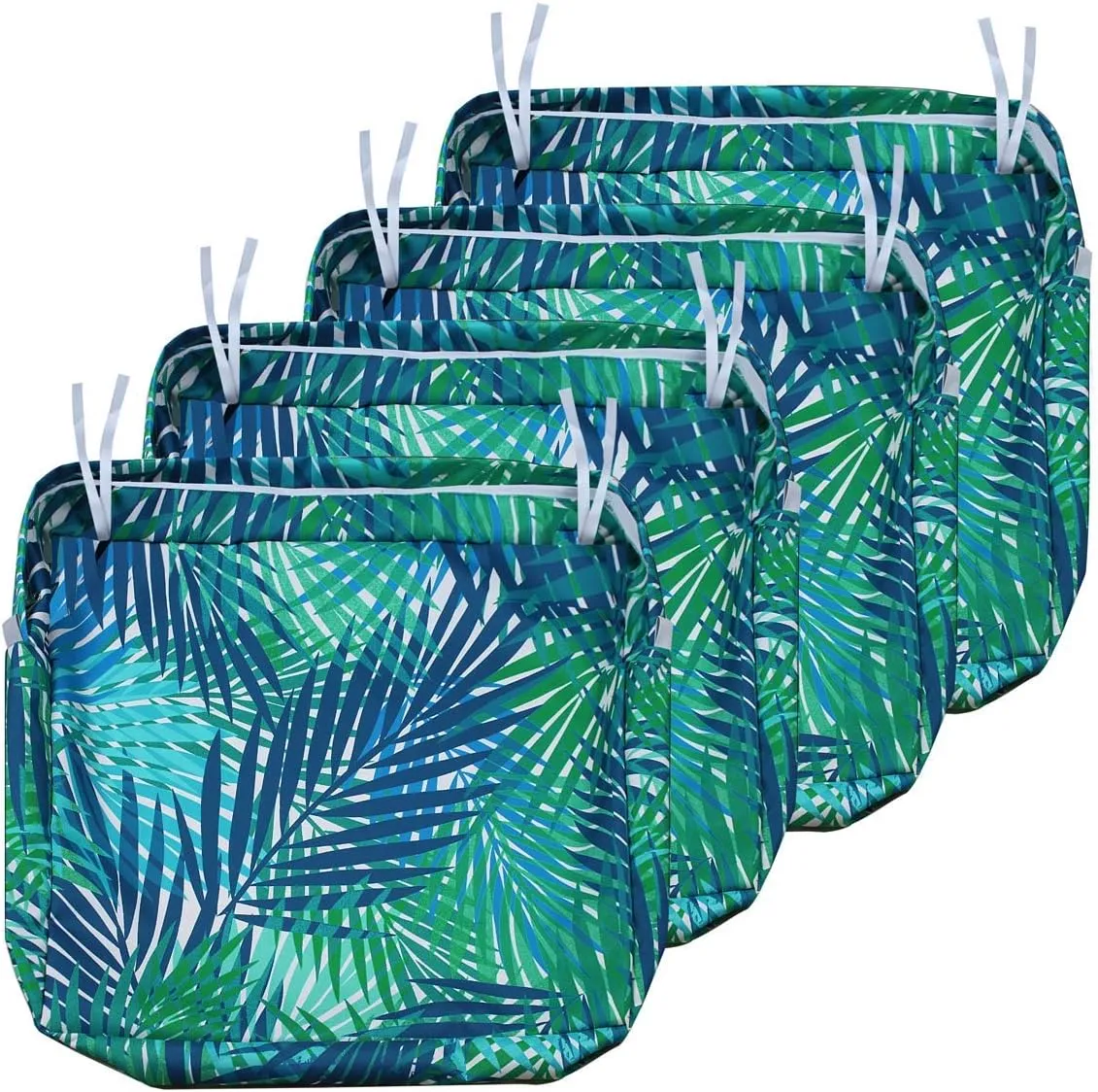 NettyPro Outdoor Cushion Slipcovers Waterproof 4 Pack Patio Chair Seat Cushion Covers with Zipper and Tie, 18 x 18 x 2 Inch, Replacement Cover Only