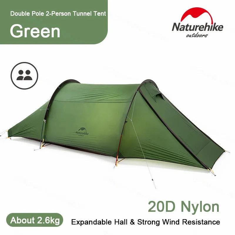 New Tunnel Camping Tent: 2-Person Ultralight 20D Waterproof 4-Season Travel Tent