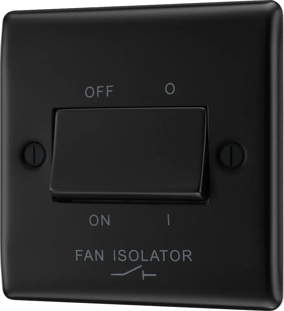 Nexus Metal Matt Black Triple Pole Fan Isolator Switch - 10A