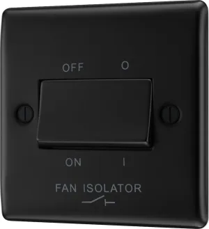 Nexus Metal Matt Black Triple Pole Fan Isolator Switch - 10A