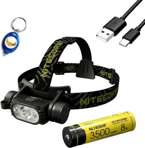 Nitecore HC65 v2 Powerful Type-C USB Rechargeable Headlamp 1700 Lumen with Eco-Sensa Keychain Light