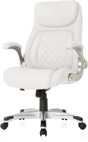 Nouhaus  Posture Ergonomic PU Leather Office Chair. Click5 Lumbar Support with FlipAdjust Armrests. Modern Executive Chair and Computer Desk Chair (White)