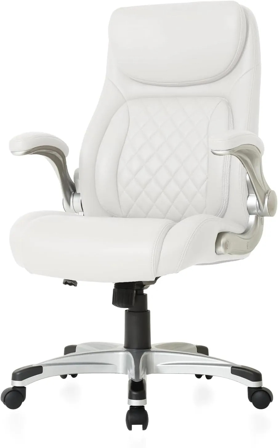 Nouhaus  Posture Ergonomic PU Leather Office Chair. Click5 Lumbar Support with FlipAdjust Armrests. Modern Executive Chair and Computer Desk Chair (White)