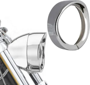 NTHREEAUTO 7" Headlight Visor Trim Ring Chrome Motorcycle Headlamp Frenched Rings Head Lamp Decorate Accessories Compatible with Harley Road King Electra Glide Heritage Softail Touring (Chrome)