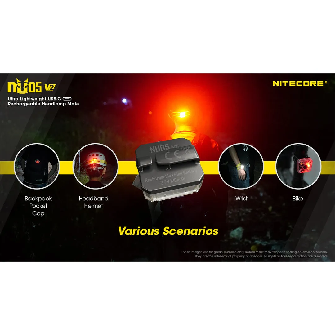 NU05 v2 Rechargeable Red White Safety and Signal Light