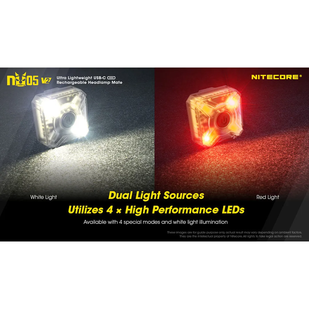 NU05 v2 Rechargeable Red White Safety and Signal Light