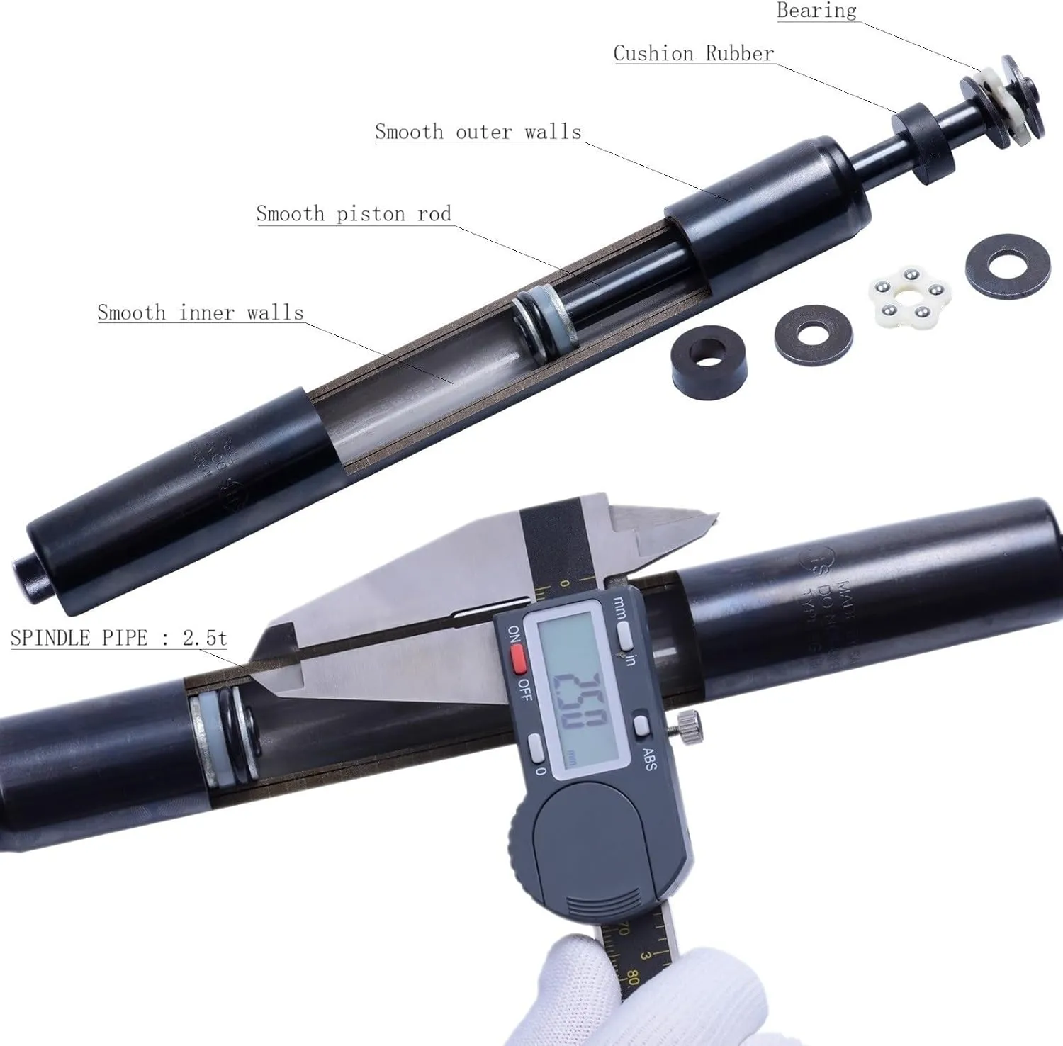 Office Chair Cylinder Replacement, SHS Gas Cylinder Class 4 TUV, Heavy Duty Gas Lift Piston, 4.4" Stroke, Compatible with Partial Models of Herman Miller, Steelcase, Haworth etc