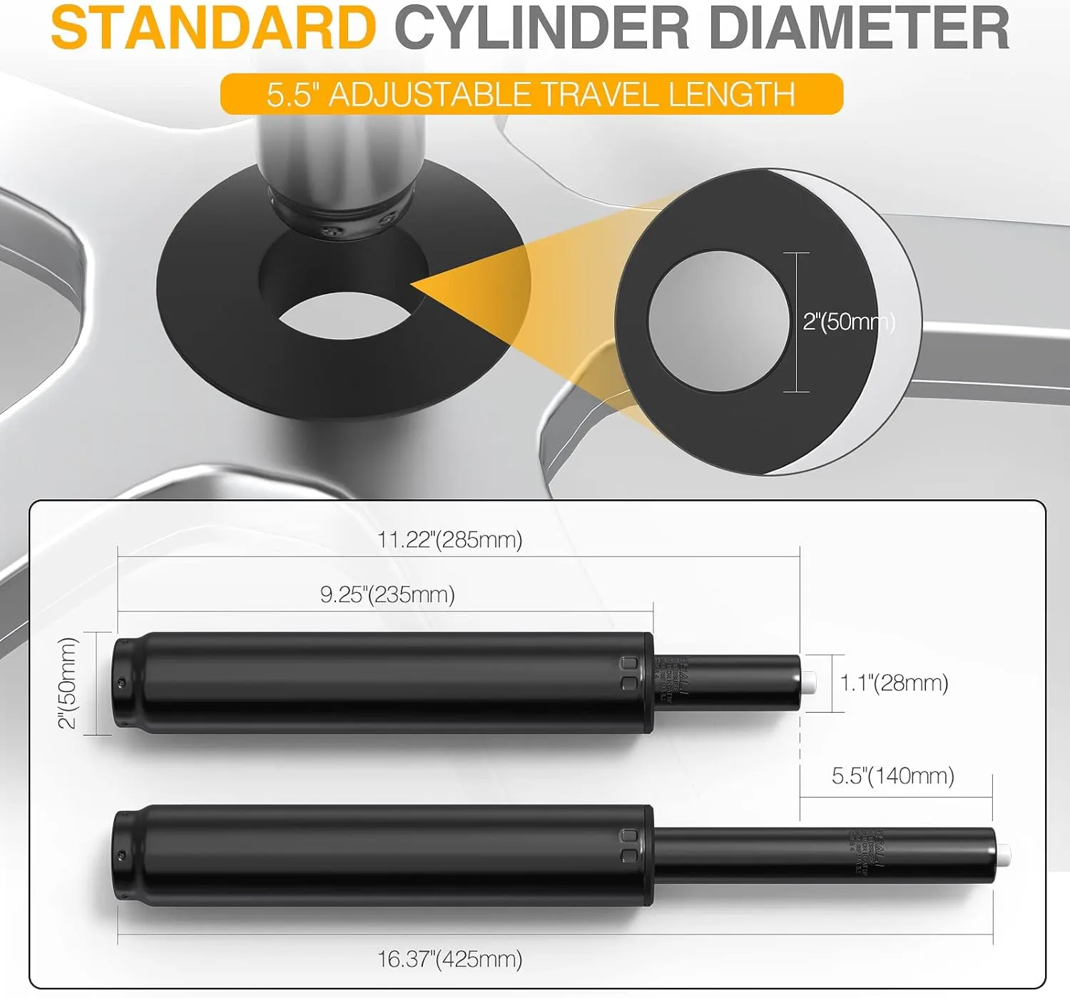 Office Chair Cylinder Replacement,Heavy-Duty Gas Lift Cylinder Fits Most Chairs,Highest End Class 4 Hydraulic Pneumatic Piston, Universal Size