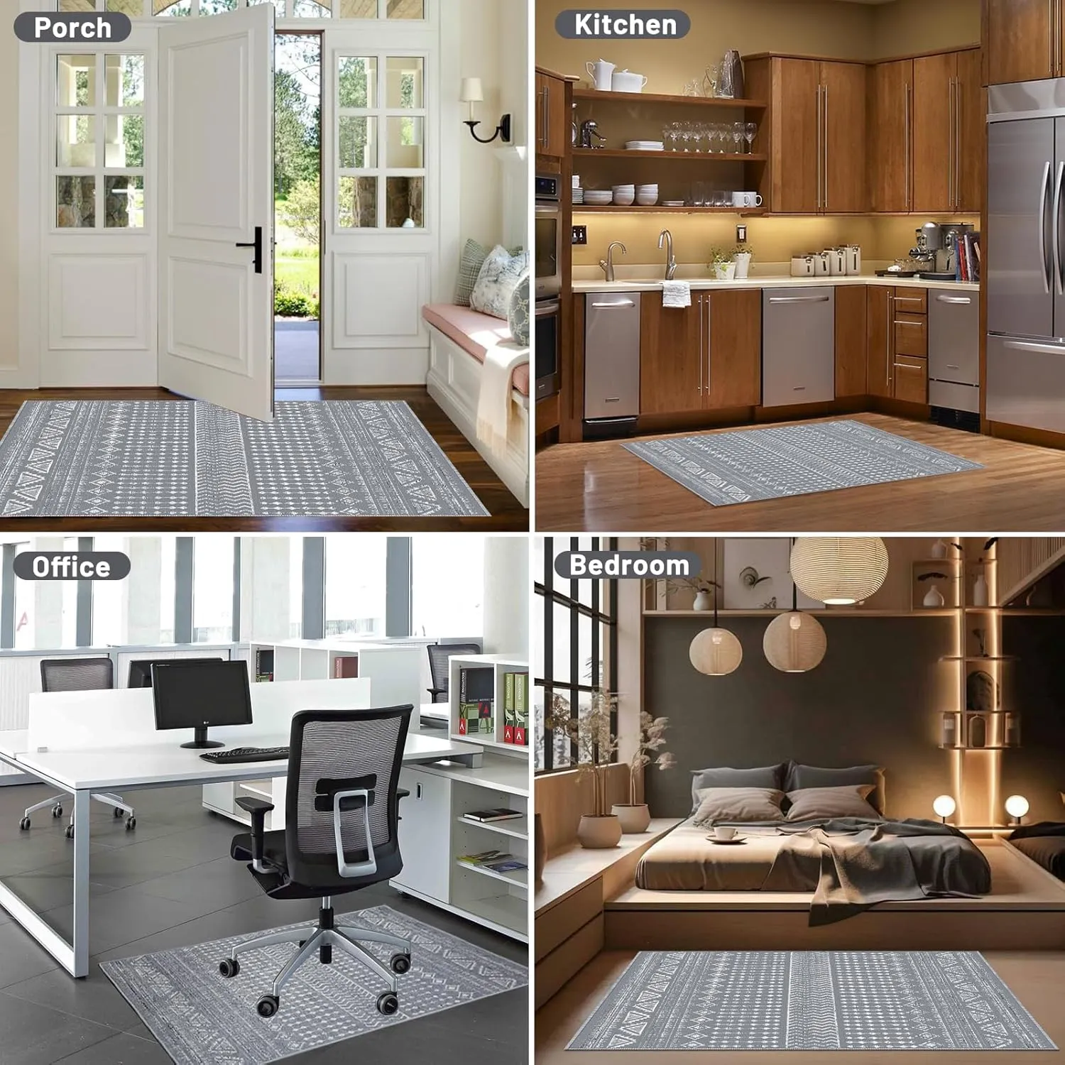 Office Chair Mat for Hardwood Floor&Tile Floor,36"X 48" Heavy Duty Desk Chair Mat for Hard Floors,Under Desk Rug for Rolling Computer Chair,Anti Slip,Low Pile Carpet Floor-Grey