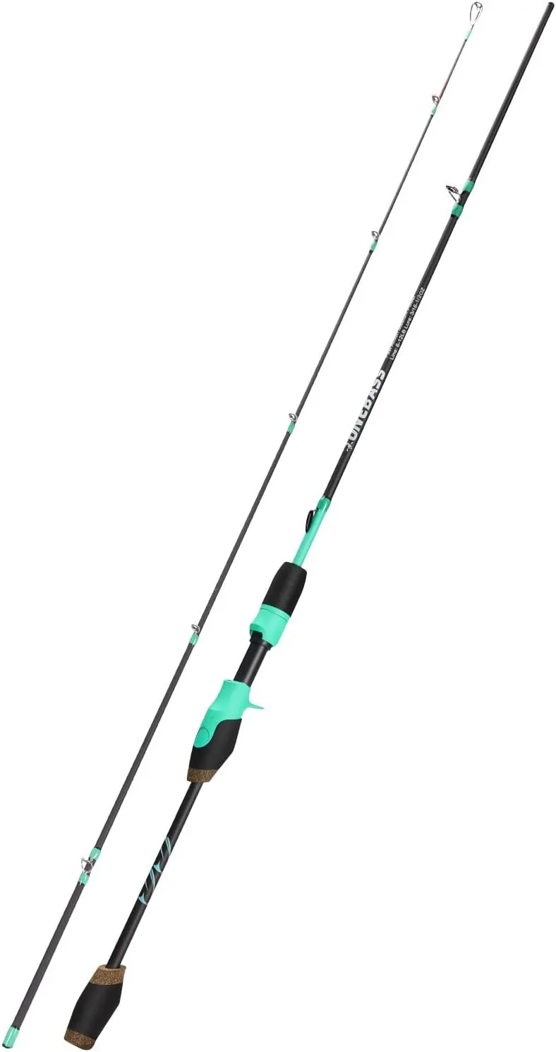 One Bass IM6 Graphite Spinning & Casting Rods, 2 Pc Sensitive Rod with Stainless Steel Guides, Comfortable EVA Handles