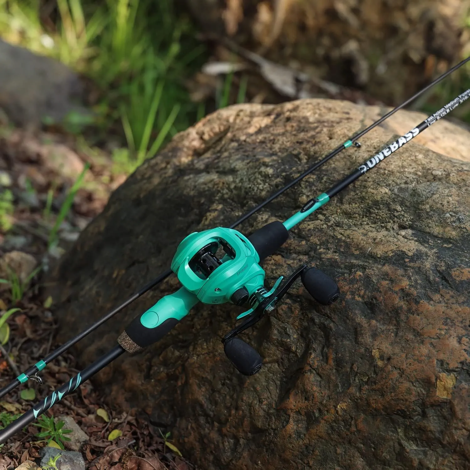 One Bass IM6 Graphite Spinning & Casting Rods, 2 Pc Sensitive Rod with Stainless Steel Guides, Comfortable EVA Handles